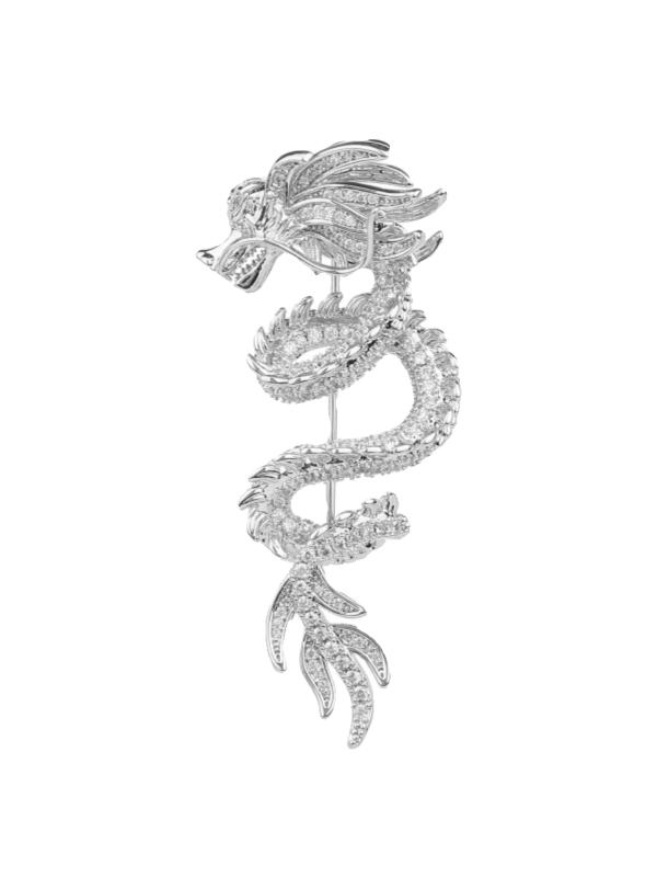 龍 ブローチ ドラゴン 竜 辰 昇り アクセサリー 干支 チャイナ風 メンズ レディース 金 銀 赤 石 ラインストーン キラキラ 合金 メッキ ピン バッジ 装飾 正月 パーティー 記念日 フォーマル おしゃれ