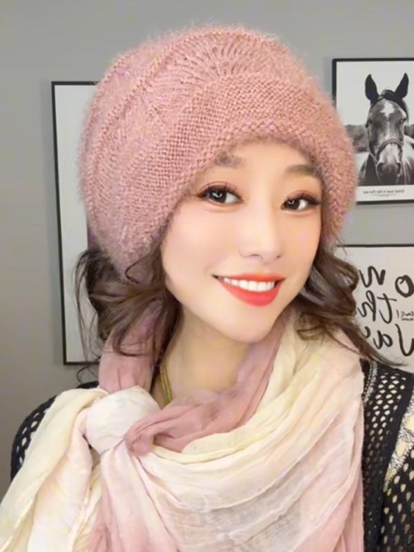 ニット帽 レディース 秋冬 ビーニー 帽子 ゆったり 大きめ くしゅくしゅ 2way ネックウォーマー 厚手 ウール モヘア 暖かい 防寒 防風 伸縮性 柔らかい 小顔効果 耳 保護 おしゃれ カジュアル 普段使い 多用途 ピンク グレー パープル