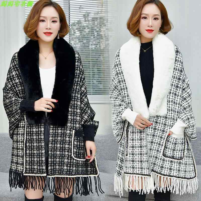 レディース ショール 暖かい 襟 袖 タッセル ファー ケープ マント ポケット カーディガン 春秋冬 女性 羽織 多用途 お出かけ ランチ ショッピング カフェ パーティ 職場 学校 黒 白 赤 きれいめ チェック 柄幅: 75cm長さ:...