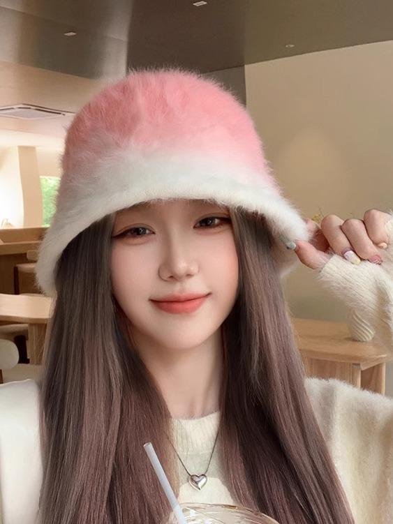 レディース 帽子 おしゃれ 秋冬 春 もこもこ バケハ バケットハット あったか 防寒 防風 調節可能 ファー 小顔効果 耳 隠れる 旅行 アウトドア グラデーション ピンク 茶色 紫