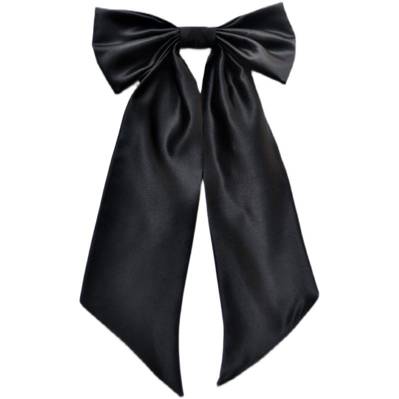 大きい リボン スウェット シャツ スーツ コート 胸元 装飾 ブローチ アクセサリー かわいい 安全ピン クリップ 黒 白 カジュアル ファッション