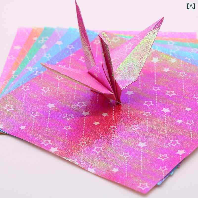おりがみ 柄 模様 色紙 カラーペーパー 折り紙 正方形 片面 星 光沢 キラキラ 子供 幼稚園 手作り 工作 切り絵 貼り絵 大人 知育 おうち遊び