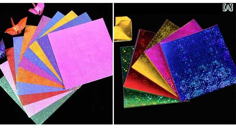 おりがみ 柄 模様 色紙 カラーペーパー 折り紙 カラフル グリッター キラキラ 光沢 おしゃれ 正方形 片面 子供 大人 手作り 工作 知育 コラージュ 切り絵 貼り絵