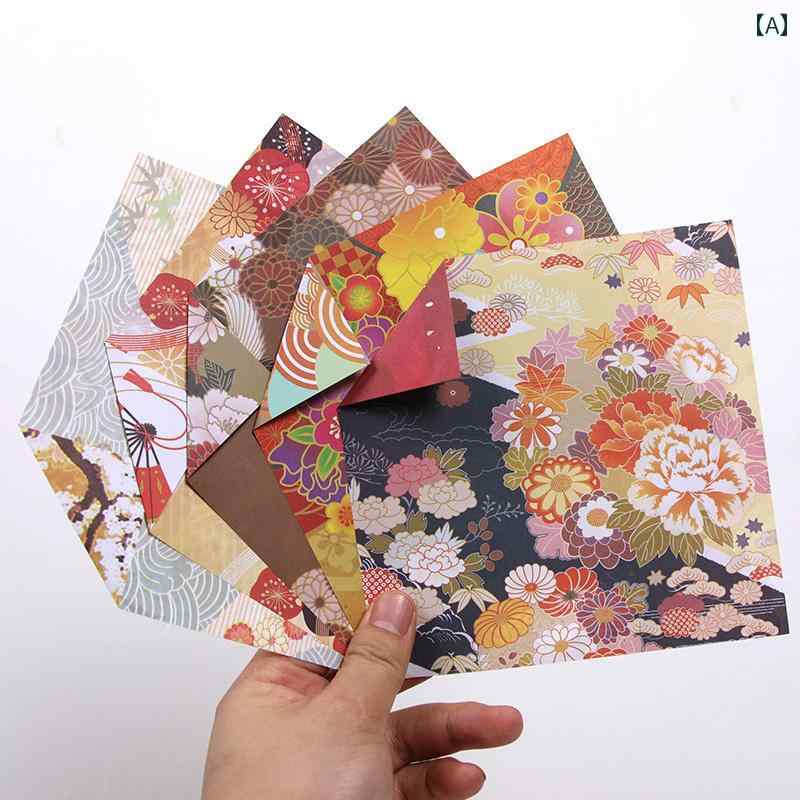 おりがみ 柄 模様 色紙 カラーペーパー 折り紙 15cm 正方形 両面 花 鶴 レトロ おしゃれ 大人 子供 知育 工作 クラフト コラージュ 切り絵 貼り絵