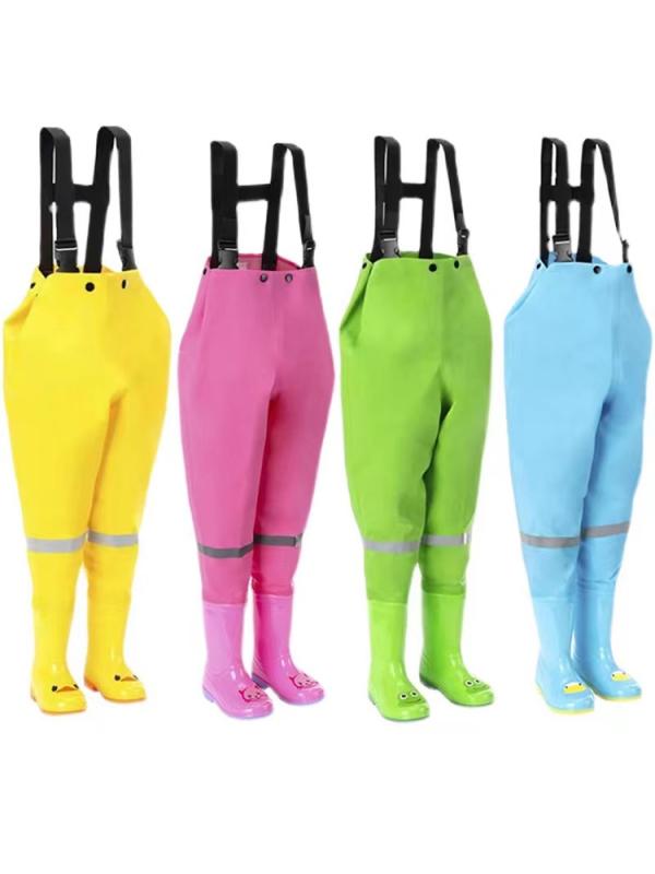 子供 防水 つなぎ 水遊び 海 川 ウェーダー 釣り レインブーツ パンツ かわいい 黄 ピンク 緑 男の子 ..