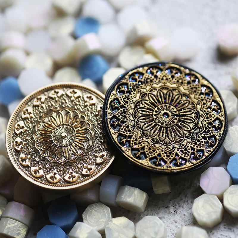 シーリングスタンプ ヘッド 封蝋 はんこ 封印 ペーパークラフト 封筒 手紙 招待状 文房具 雑貨 ワックス シール アンティーク おしゃれ 丸形 ハンドル 装飾