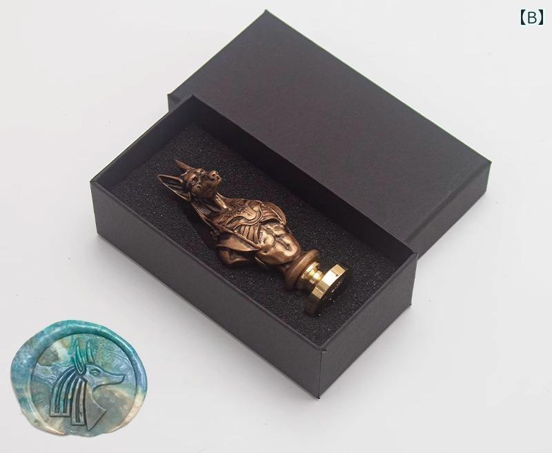 シーリングスタンプ ヘッド 封蝋 はんこ 封印 ペーパークラフト 封筒 手紙 招待状 文房具 雑貨 ファラオ ハンドル エジプト おしゃれ レトロ ファイア ペイント ワックス