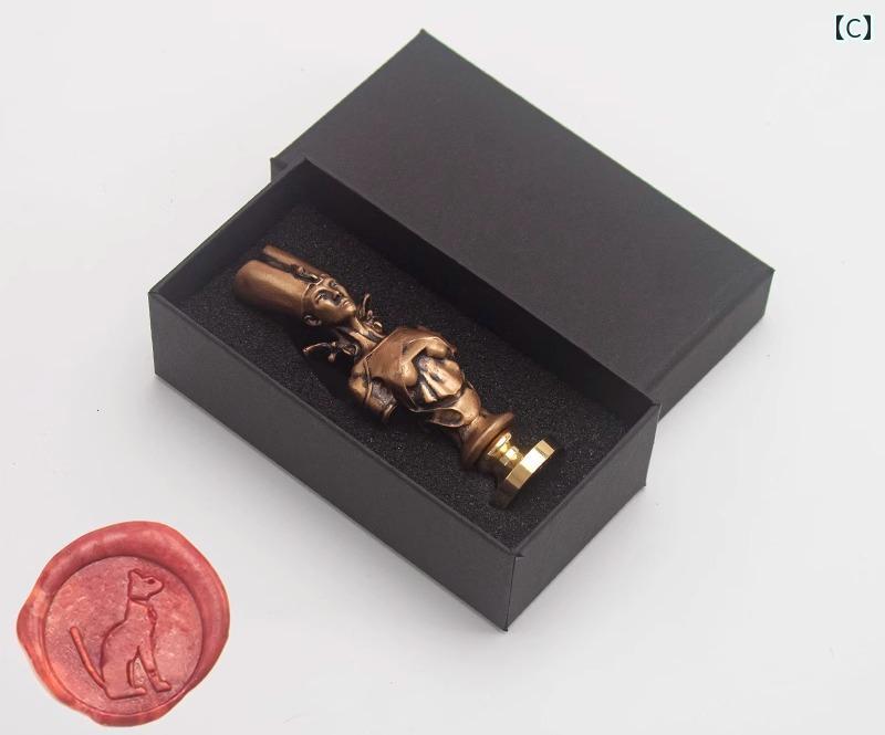 シーリングスタンプ ヘッド 封蝋 はんこ 封印 ペーパークラフト 封筒 手紙 招待状 文房具 雑貨 ファラオ ハンドル エジプト おしゃれ レトロ ファイア ペイント ワックス