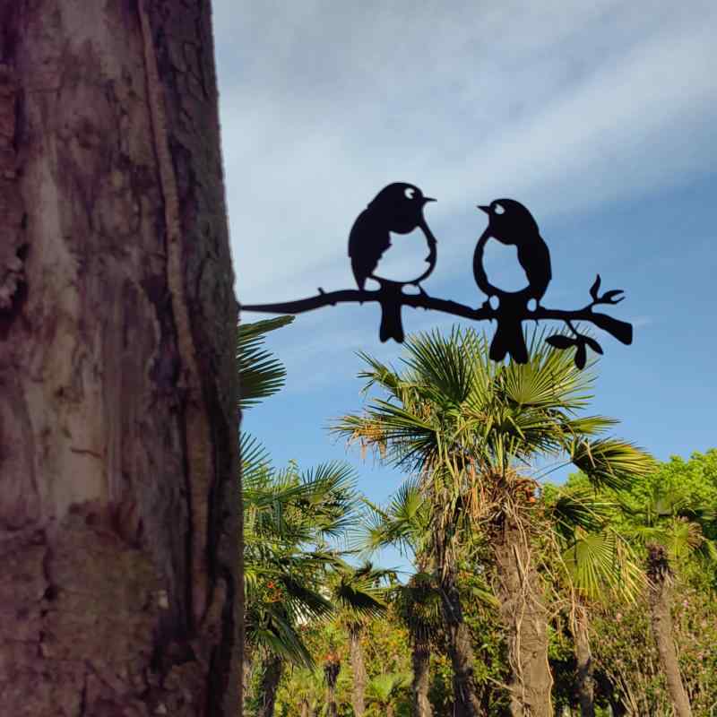 ガーデンオーナメント 小鳥 夕焼け風 メタルツリー フェンス飾り レトロ アイアン シルエット フレンチ..