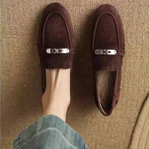 ローファー レディース レトロ 靴 ローヒール フレンチ バックル スリッポン ラウンドトゥ 大きいサイズ シンプル カジュアル マニッシュ 黒 茶