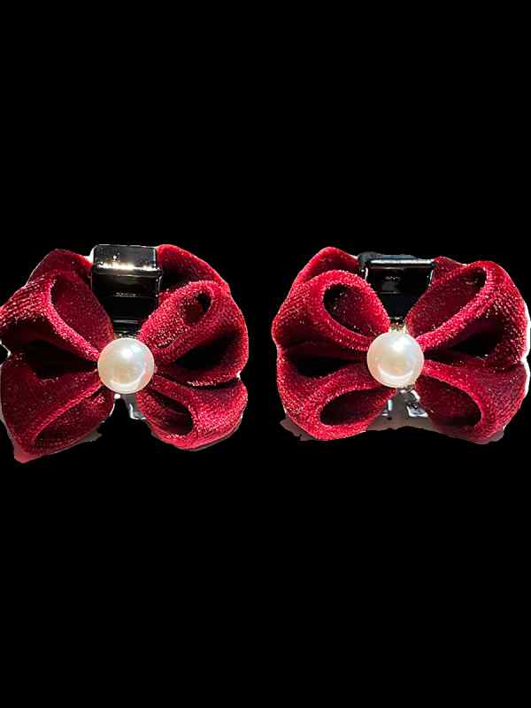 ヘアアクセサリー リボン 子供用 プリンセス ヘッド 女の子 頭 飾り クリップ 起毛 小物 秋冬 青 桃 黒..