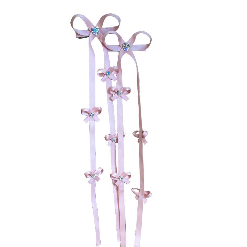 ヘアアクセサリー リボン 子供用 ピン 女の子 頭 飾り クリップ 小物 春夏秋冬 ハート キラキラ ストーン セット 桃 緑 紫 上品 きれいめ ガールズ 幼児 キッズ お出かけ カフェ ショッピング ランチ 学校 保育園