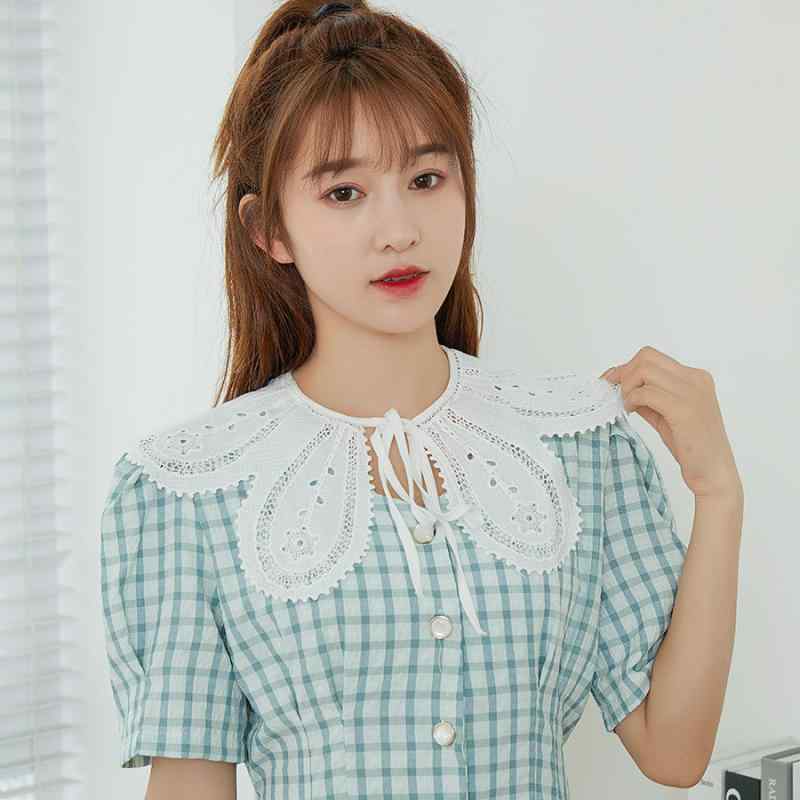 付け襟 レディース 春夏 シャツ レイヤード 重ね着風 フェイク インナー アクセサリー 韓国 着膨れしない 多用途 かわいい シンプル レース リボン 白