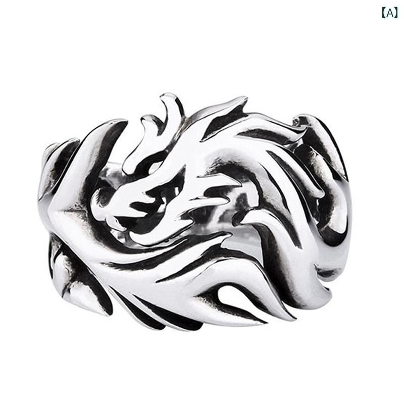 ドラゴン アクセサリー おしゃれ 龍 指輪 リング メンズ 装飾品 小物 辰年 チタン 韓国 カジュアル レ..