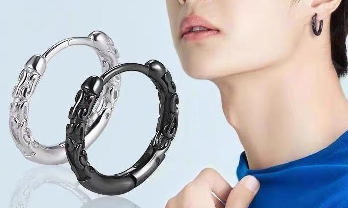 ドラゴン アクセサリー おしゃれ 龍 貔貅 金箍棒 フープピアス メンズ 彫刻 透かし 小物 装飾品 辰年 ..