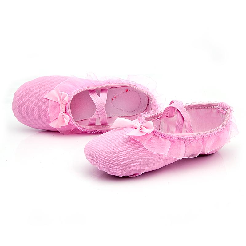 バレエシューズ キッズ 子供 女の子 ガールズ レディース 女性 公演 発表会 舞台 練習 パフォーマンス 舞踊 ダンス 幼児 大人 ヨガ オールシーズン ピンク バンド 布 キャンバス フリル リボン