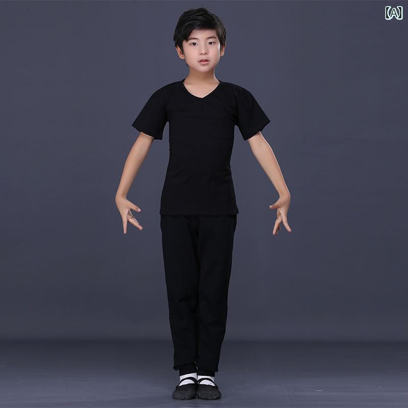 ダンス 子供 男の子 春夏 半袖 シャツ Vネック ズボン ショートパンツ バレエ 練習...