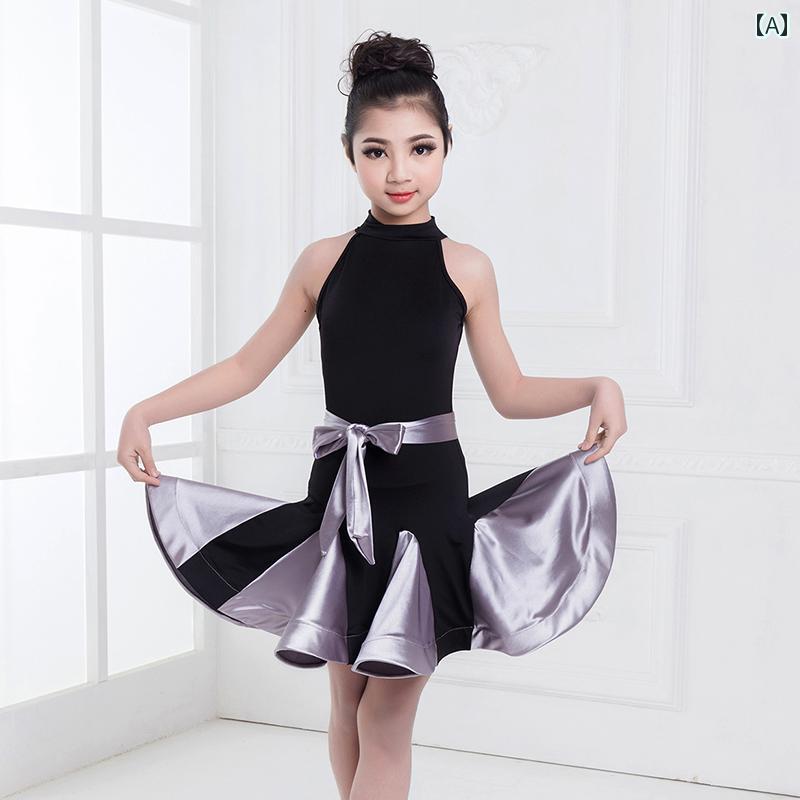 ダンス 子供 女の子 秋冬 ノースリーブ ハイネック 練習着 柔らかい ボディースー...