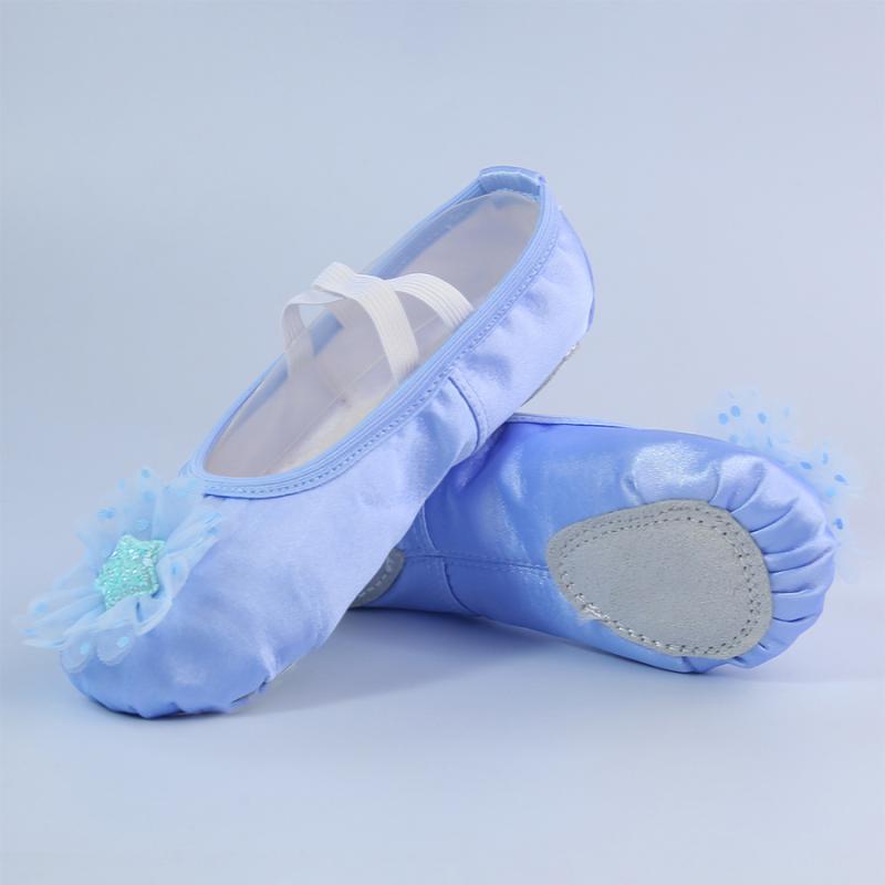 バレエシューズ キッズ チャイナ風 踊る 子供 サテン レース 女の子 柔らかい ソール 女性 冬 