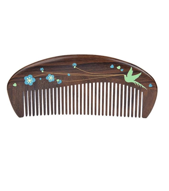 櫛 木製 くし コーム ヘアケア 母の日 プレゼント 女性 頭皮 マッサージ ブラッシング シンプル かわいい 鳥 花 梅 さらさら ツヤ 持ち運び