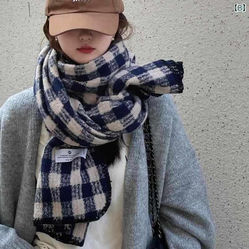 マフラーレディース おしゃれ 女性 婦人 メンズ 男性 紳士 韓国 秋冬 暖かい 厚手 保温 カジュアル 通勤 通学 普段使い 茶色 チェック 柄 ツートーン