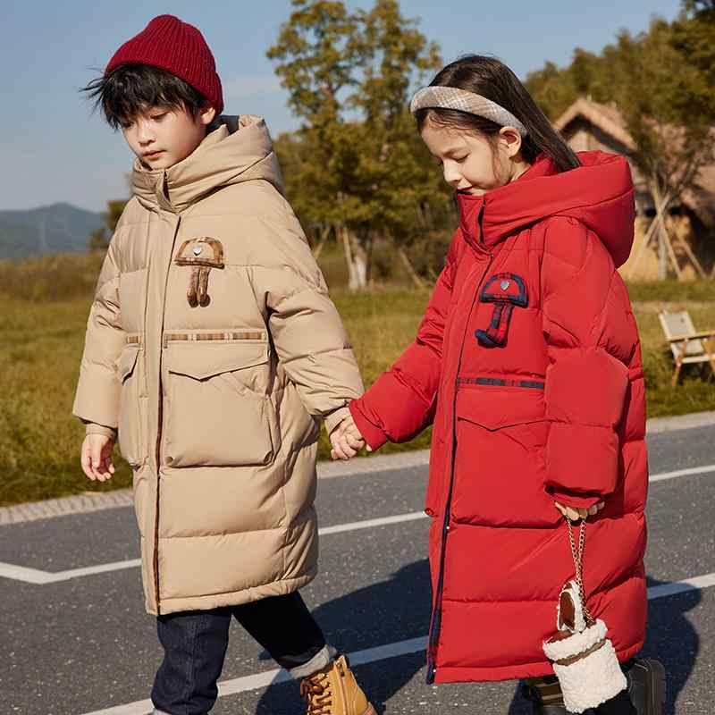 ジャケット 冬 キッズ アウター 子供用 ダウン 女の子 男の子 ユニセックス ミドル丈 厚手 防風 暖かい フード付き ジップアップ ゆったり ポケット 普段使い レジャー おしゃれ ベージュ 赤 緑(4.0)