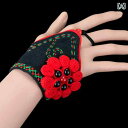 フィンガーレスグローブ レディース カフス ブレスレット リストカバー ダンス 舞台 刺繍 鈴 ウッドビーズ 1個売り 中国 レトロ おしゃれ 花