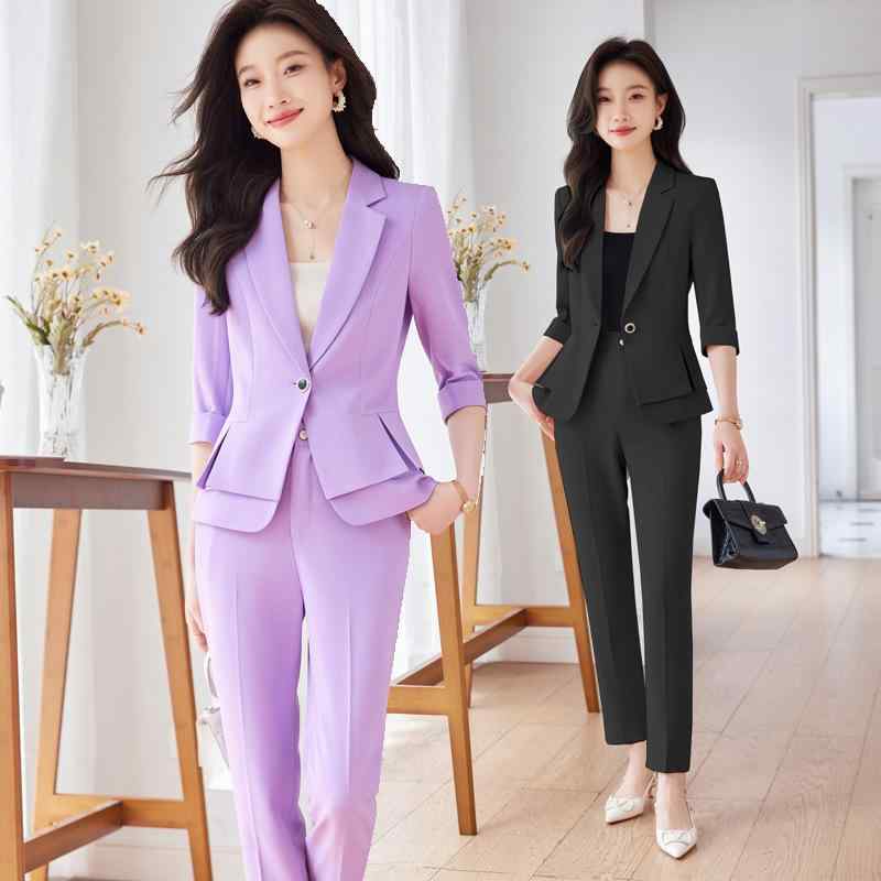 ・主な素材: ポリエステル 95%以上、ポリウレタン 30%以下・袖丈: 七分袖・パンツ丈: ロング丈・カラー展開: ブラック、アプリコット、パープル・サイズ展開: S、M、L、XL、XXL、XXXL、XXXXL
