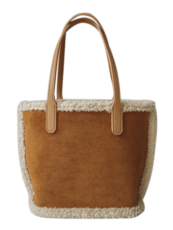 トートバッグ レディース 通勤 普段使い 秋冬 ウール 裏ボア 横長 インナーポケット ソフト ショルダー 手提げ 多用途 レトロ おしゃれ カジュアル プレゼント(4)