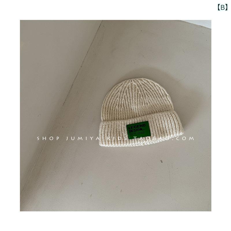 ニット帽 キッズ 秋冬 ウール 帽子 カジュアル 普段使い シンプル 暖かい 防寒 おしゃれ 韓国 黒 カーキ アイボリー 男の子 女の子