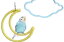 鳥 遊び 道具 おもちゃ オウム ペット ブランコ ぬいぐるみ 休息 休憩 ひとやすみ 巣 月 雲 カゴ ケージ かわいい 揺れる 玩具
