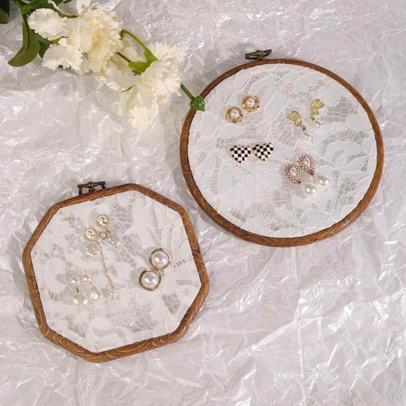 アクセサリー トレイ 木材 刺繍 ディスプレイ ラック イヤリング レース シンプル おしゃれ ネックレス インテリア 写真 撮影 小物置き 台座