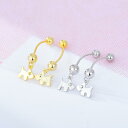 ピアス レディース アクセサリー 両耳 スタッド シルバー925 ラインストーン ロング 揺れる かわいい シンプル 個性的 動物 犬 ゴールド プレゼント 誕...