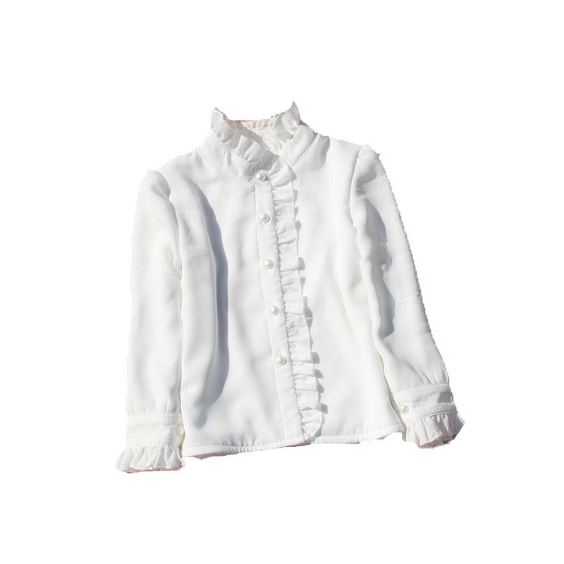 女の子 かわいい ブラウス シャツ 春秋冬 長袖 厚手 暖かい スタンドカラー トップス 発表会 卒業式 卒..