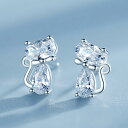 猫 ピアス 大人 レディース アクセサリー 韓国 スタッド シルバー 925 鹿 うさぎ ストーン キラキラ 小さい 軽い お出かけ デート ショッピング 可愛...