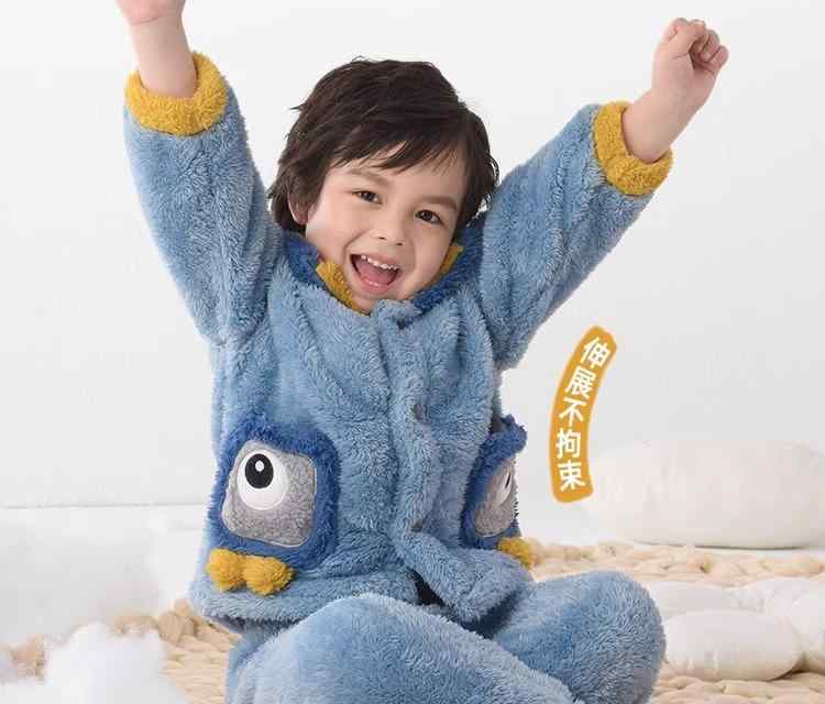 パジャマ キッズ 男の子 冬 起毛 厚手 子供 服 セット 秋 パンダ 恐竜 くま ズボン フード ハイネック ポケット ホームウェア もこもこ かわいい 部屋...