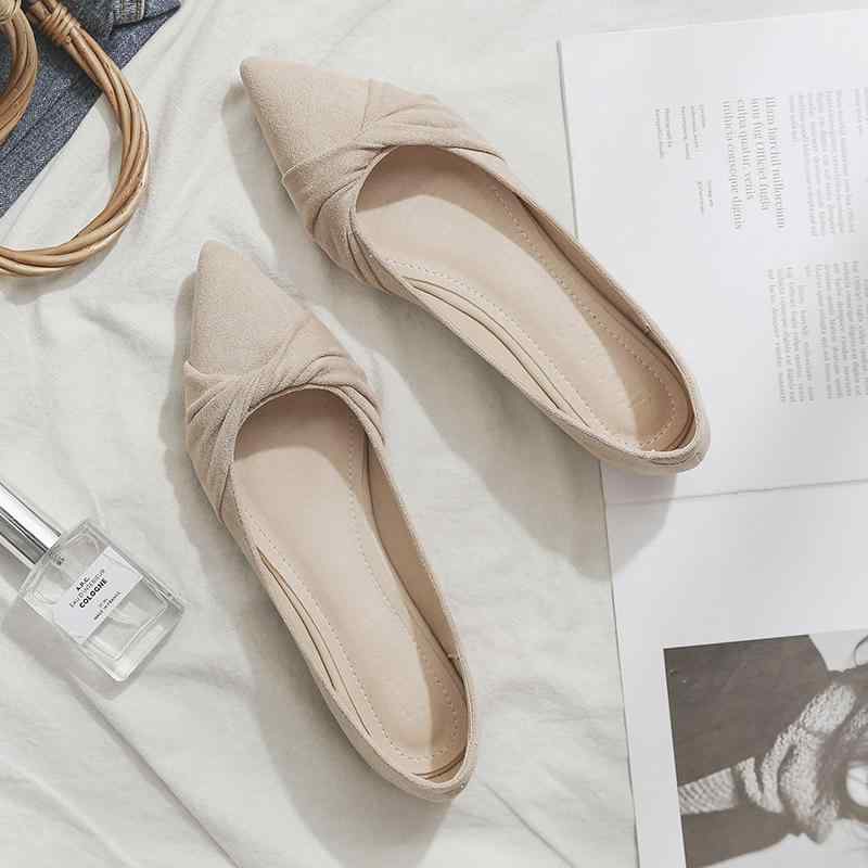 パンプス レディース 革靴 入学式 きれいめ フォーマル 浅口 ポインテッドトゥ フラット ぺたんこ スエード 22cm ラバーソール 歩きやすい 履きやすい 痛くない 滑りにくい 柔らかい お呼ばれ 仕事 多用途 シンプル 春秋 アプリコット