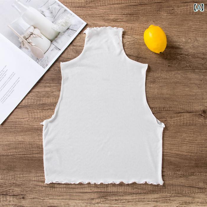 フロントップ楽天市場店の付け襟 おしゃれ 子供 レディース 秋冬 春 ハイネック 重ね着風 レイヤード フェイク メッシュ 透け感 着ぶくれしない 小物 装飾 韓国 カジュアル 無地 黒 白｜アングル2