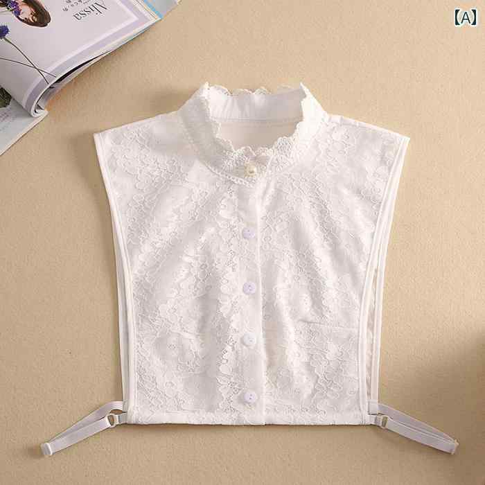 付け襟 おしゃれ レディース 秋冬 シャツ スタンドカラー フェイク 重ね着風 レイヤード 小物 装飾 着ぶくれしない レース 韓国 カジュアル 白 黒