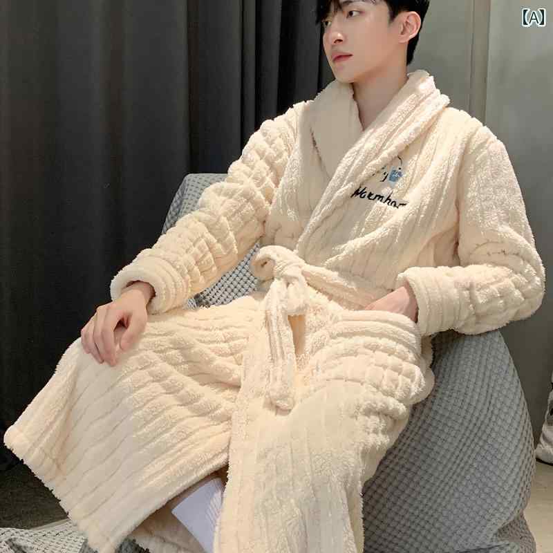 ガウン レディース 冬 秋 メンズ コーラルフリース 厚手 ロング丈 大きいサイズ ゆったり 快適 バスローブ 部屋着 ゴールドライン グレー 赤 黒 2