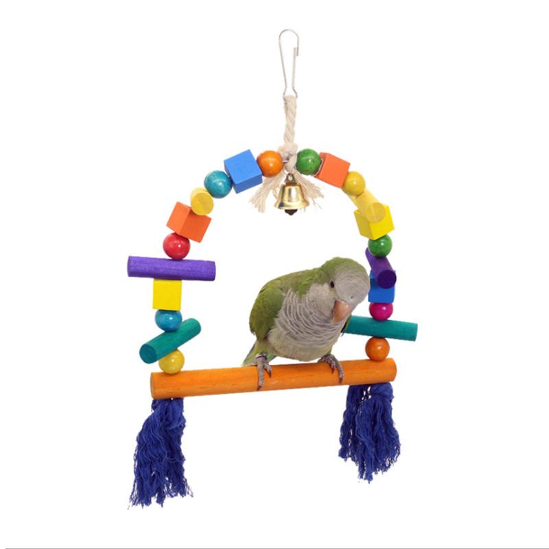 鳥用品 おもちゃ ペット 遊び 噛む 玩具 運動不足 ストレス解消 オウム インコ スイング ブランコ はしご クライミング 吊り下げ かご ケージ 飾り 木製 取り付け簡単