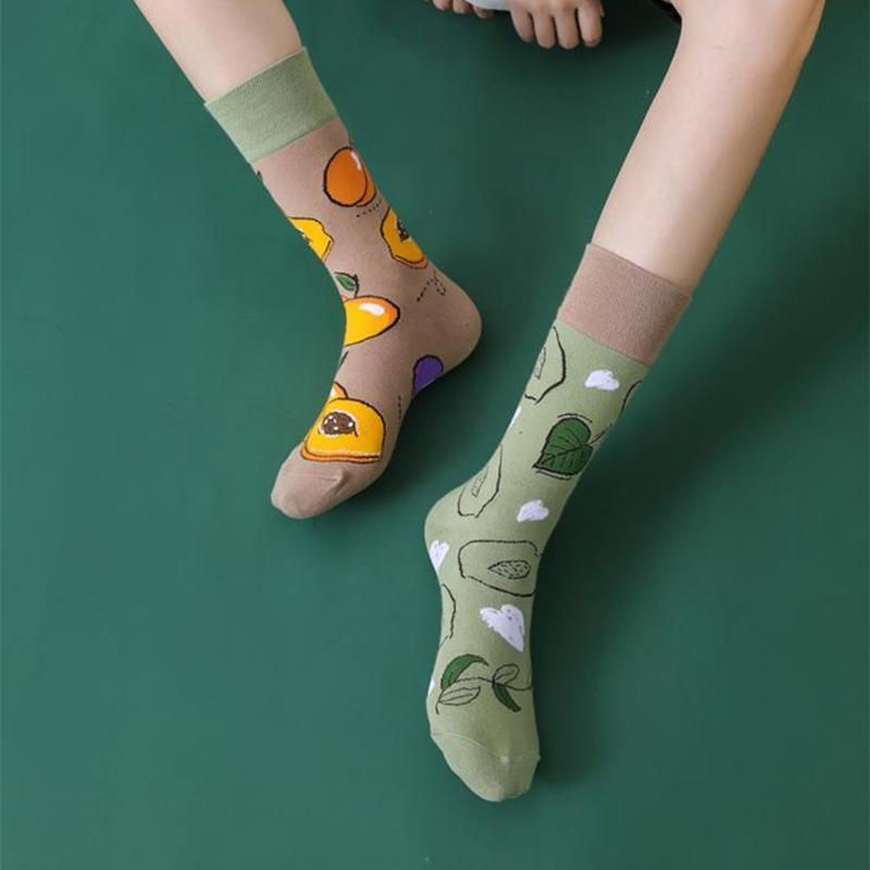 靴下 レディース ソックス おもしろ 個性的 ファッション ユニーク 派手 柄物 韓国 メンズ 男女兼用 ストリート コットン ソフト フィット 伸縮性 アシンメトリー