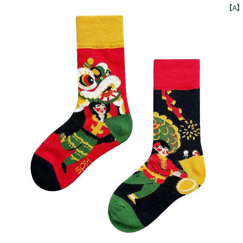 靴下 レディース ソックス おもしろ 個性的 ファッション ユニーク 派手 柄物 子供 大人 親子コーデ アシンメトリー 綿 柔らかい 通気性 吸汗性 耐久性 毛玉防止 快適 くるぶし丈