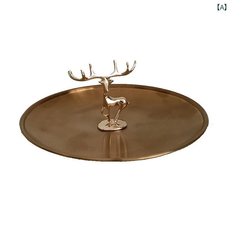 アクセサリー ディスプレイ スタンド トレイ おしゃれ 収納 置き場 吊り下げ プレート 北欧 ネックレス ピアス イヤリング 指輪 小物 インテリア 雑貨 玄関 卓上 店舗 展示 整理 保管 写真 撮影 小道具 シンプル ラウンド 鹿 ゴールド