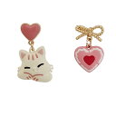 ピアス レディース アクセサリー 韓国 大人 誕生日 ホワイトデー 記念日 プレゼント かわいい アシンメトリー イヤークリップ レトロ 猫 ハート リボン