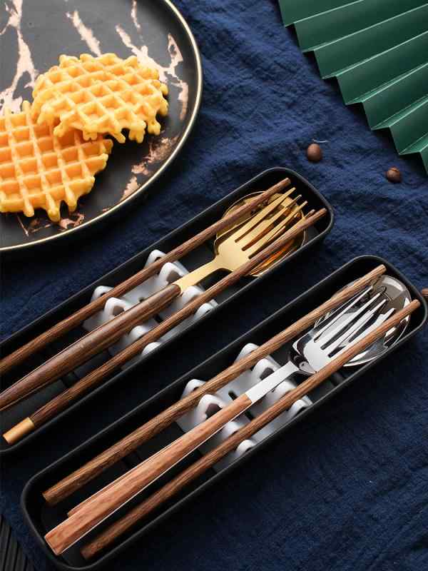 カトラリーセット 携帯 ステンレス 収納ケース ボックス 大人 学生 お弁当 ランチ ピクニック 旅行 木..