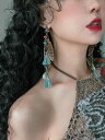 民族 アクセサリー ピアス トライバル プリンセス 羽 フェザー タッセル レトロ エスニック レディース おしゃれ 揺れる ロング 大ぶり 三角形 リーフ