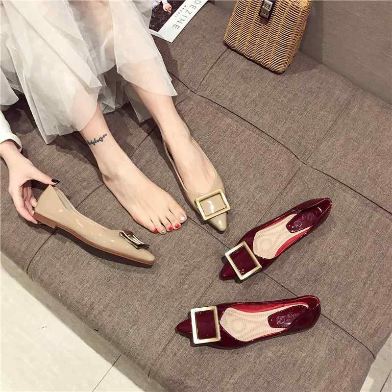 パンプス レディース 靴 女性用 シングル シューズ 普段使い 春 レディースシューズ 浅口 フラット ローヒール 入学式 ソフトソール 韓国 PU アプリコット ワインレッド ポインテッドトゥ