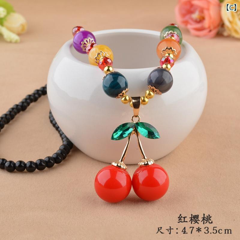 民族 アクセサリー レトロ しずく型 蜜蝋 金魚 ペンダント エスニック レディース ロング ネックレス ビーズ シンプル 孔雀 さくらんぼ おしゃれ 赤 黄 緑 花