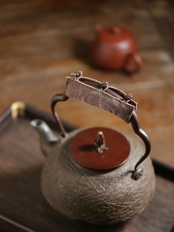 鉄瓶 持ち 手 カバー 急須 やかん ポット ケトル 取っ手 柿渋 染め やけど 火傷 防止 断熱 防熱 熱くな..